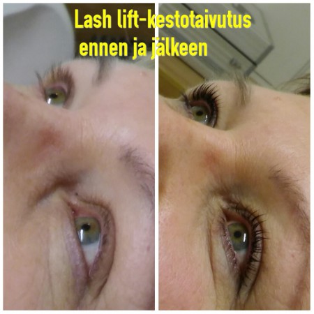 Lash lift -kestotaivutus ennen ja jälkeen